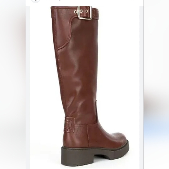 NEW COACH Lilli Leather Lug Sole Riding Platform Boots Sz 6B Walnut #20299953 - Picture 4 of 16